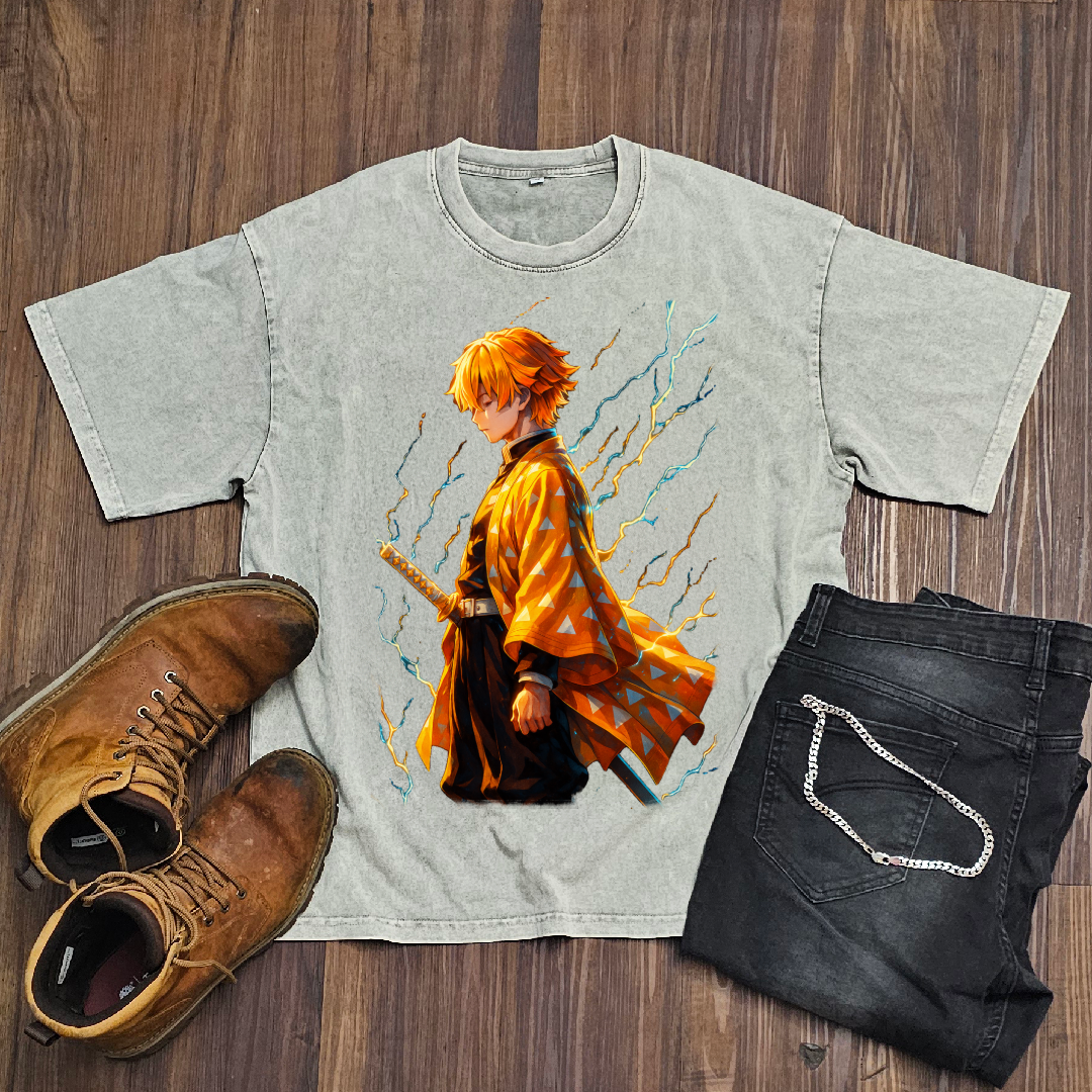 Zenitsu Thunder Breathing V2 Washed Tee | Demon Slayer