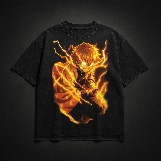 Zenitsu Thunder Breathing V3 Washed Tee | Demon Slayer