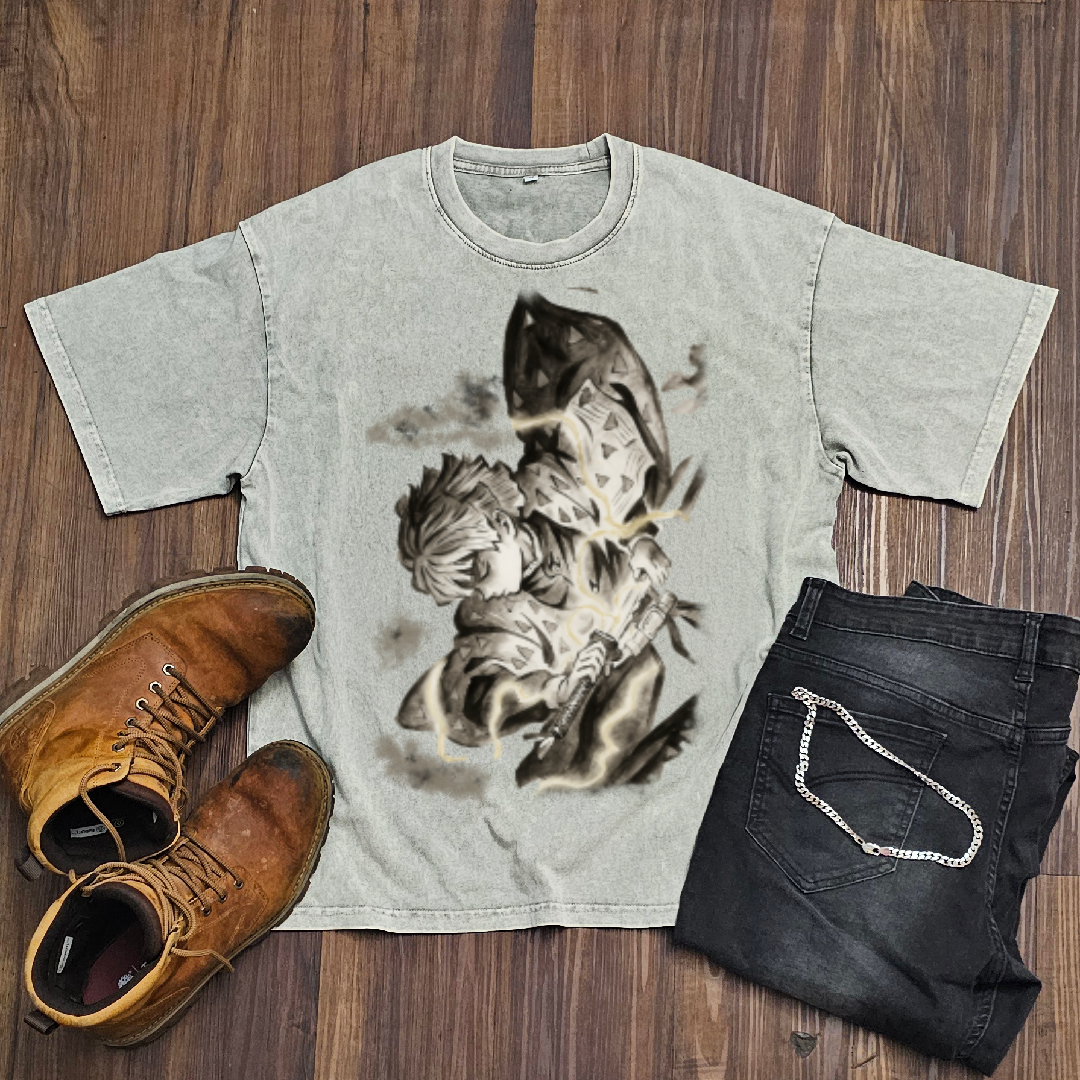 Zenitsu Vintage V1 Washed Tee | Demon Slayer